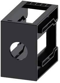 A rectangular, black plastic holder with a circular opening in the centre, suitable for mounting purposes.