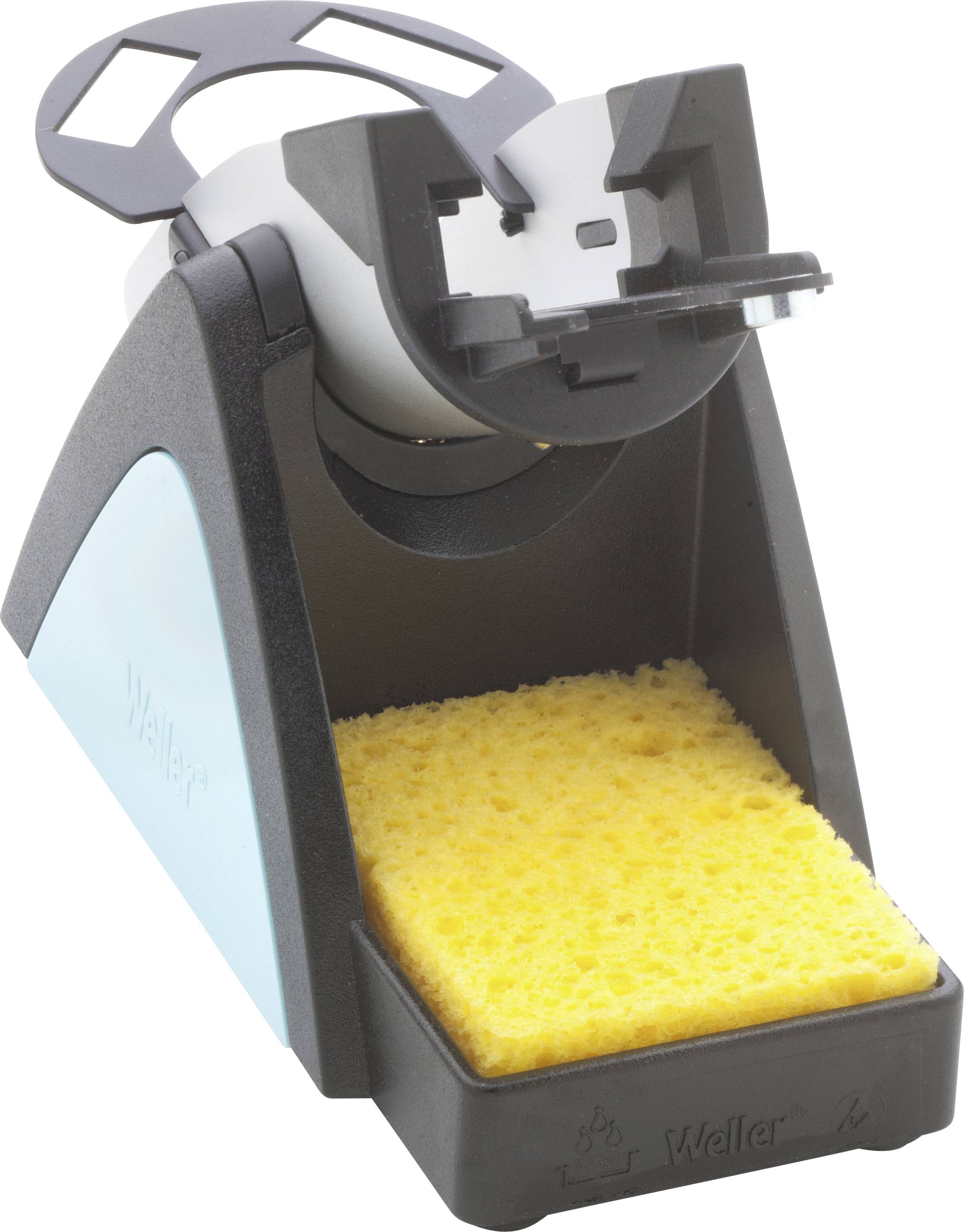 Stand for a soldering iron with a sponge for cleaning the tip, essential for precise soldering work.