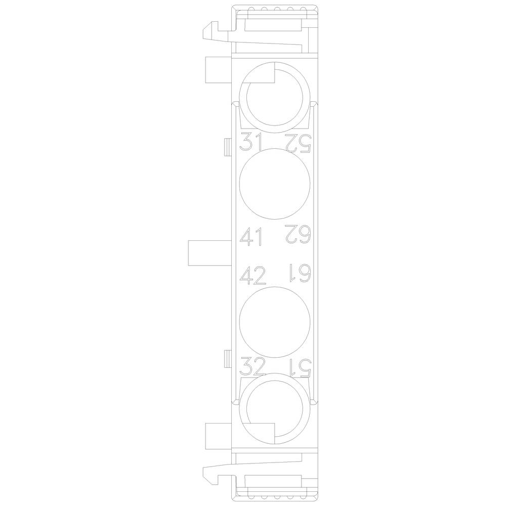 Technical drawing of a rectangular component with round apertures, numbered with digits, potentially for an industrial application.