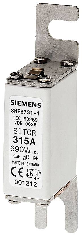 Siemens fuse insert SITOR 315A, 690V a.c., IEC 60269, VDE 0636, manufactured in Denmark.