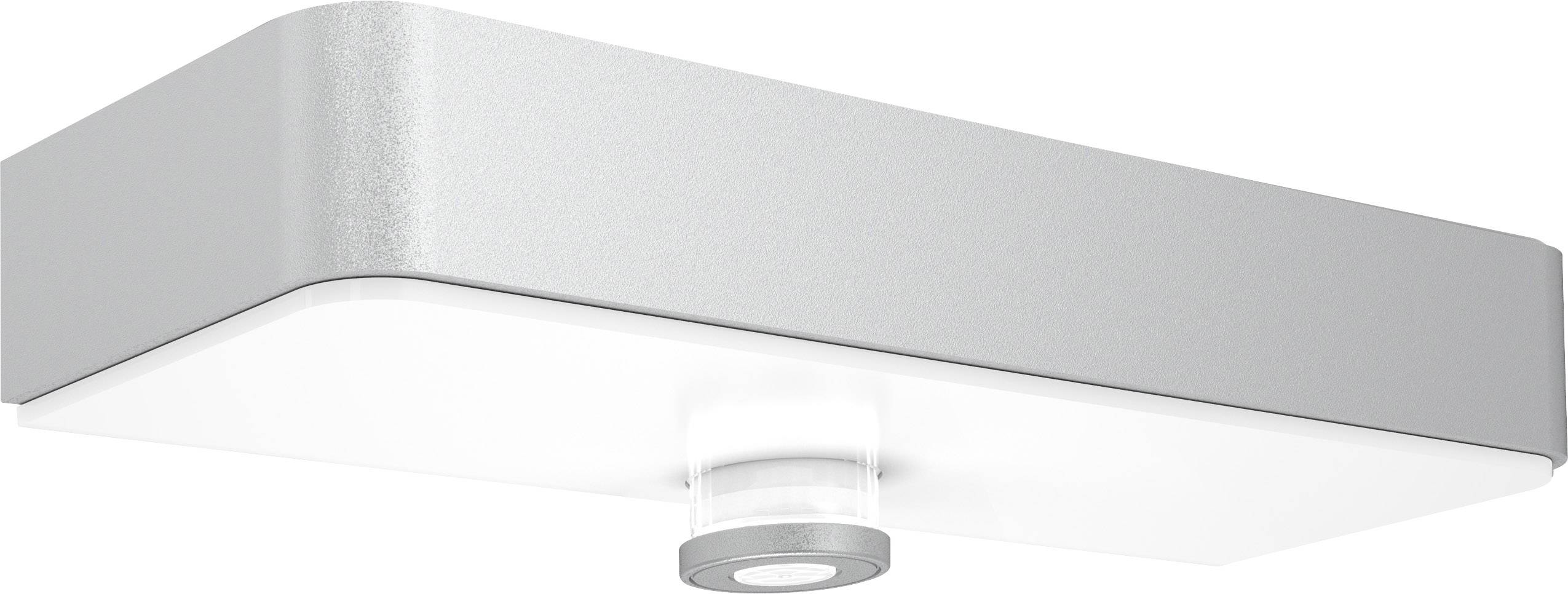 Silver ceiling light with a round, central light outlet on the underside, suitable for modern interiors.