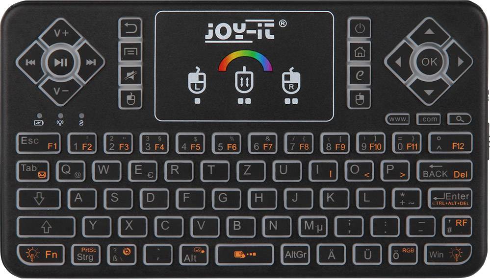 Joy-it TASTAMINI01 Radio Keyboard German, QWERTZ Black Built-in touchpad