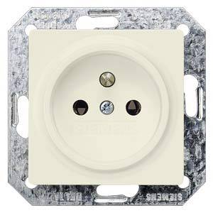 Single socket in a metal frame, cream-coloured, with a single screw in the centre.