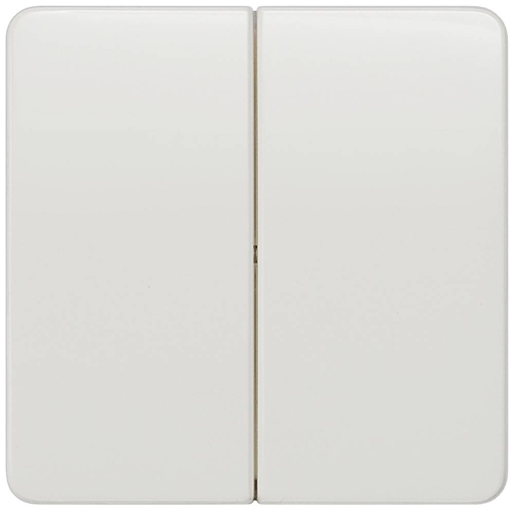 A white light switch with two toggles.
