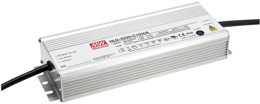 MEAN WELL HLG-320H-C1050A LED driver Constant current 320.25 W 525 - 1050 mA 152 - 305 V DC Suitable for flammable surfaces