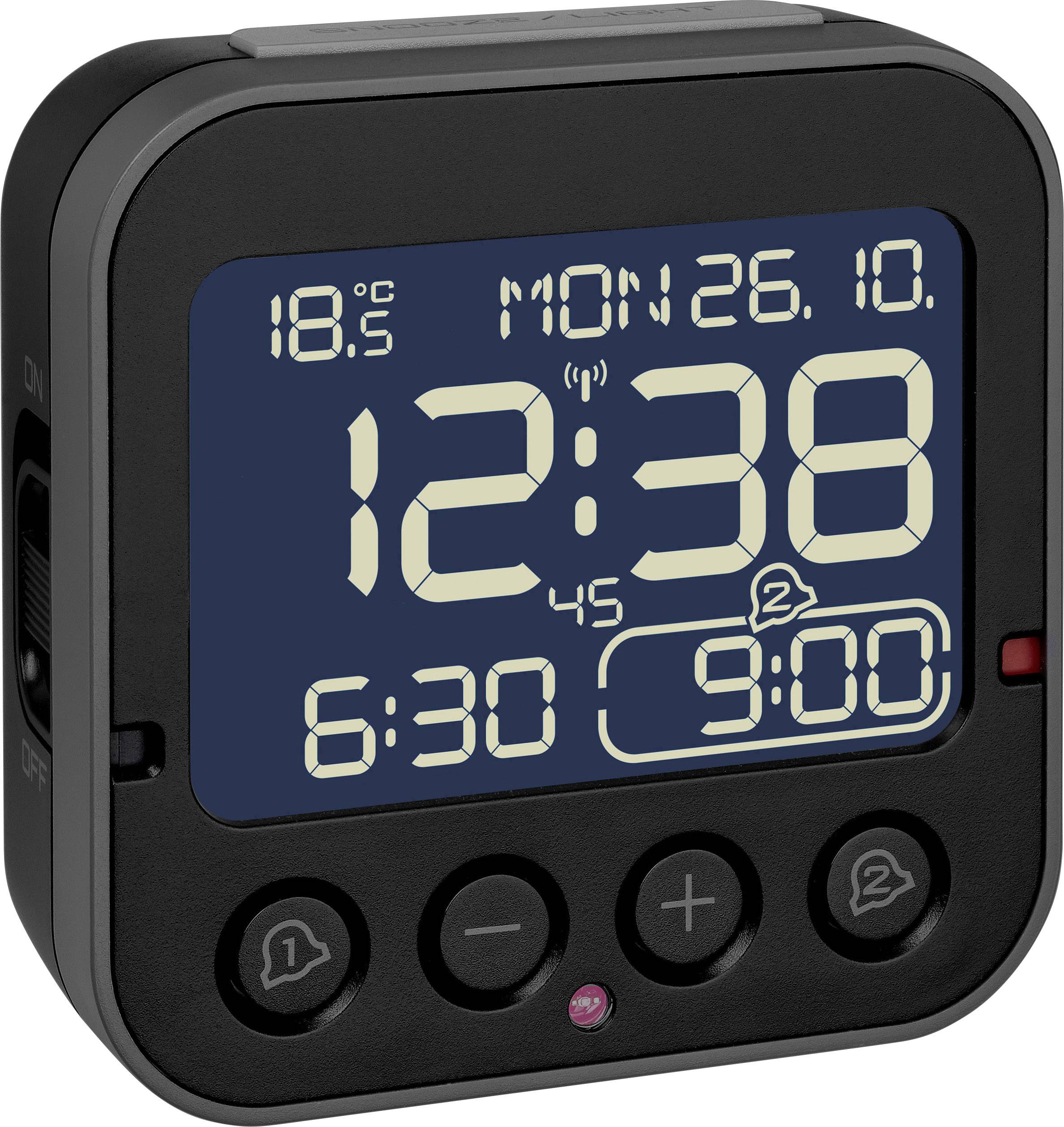 TFA Dostmann 60.2552.01 Radio Alarm clock Black Alarm times 2 Large display