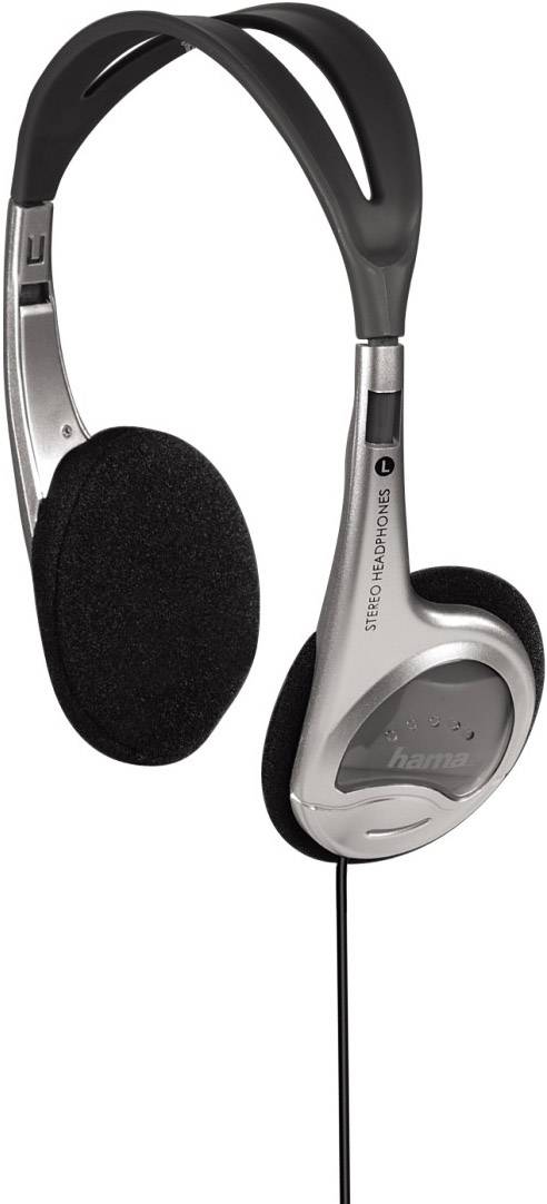 A silver-black headphone with a slim design and adjustable headband. Suitable for music and audio playback.