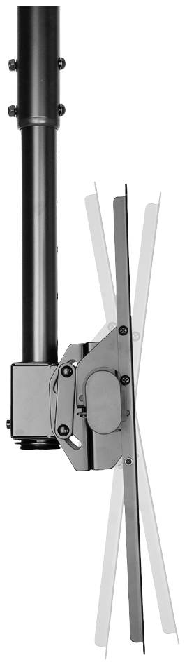 A metal mechanism with a vertical rod and a rotatable horizontal arm, allowing flexible positioning.