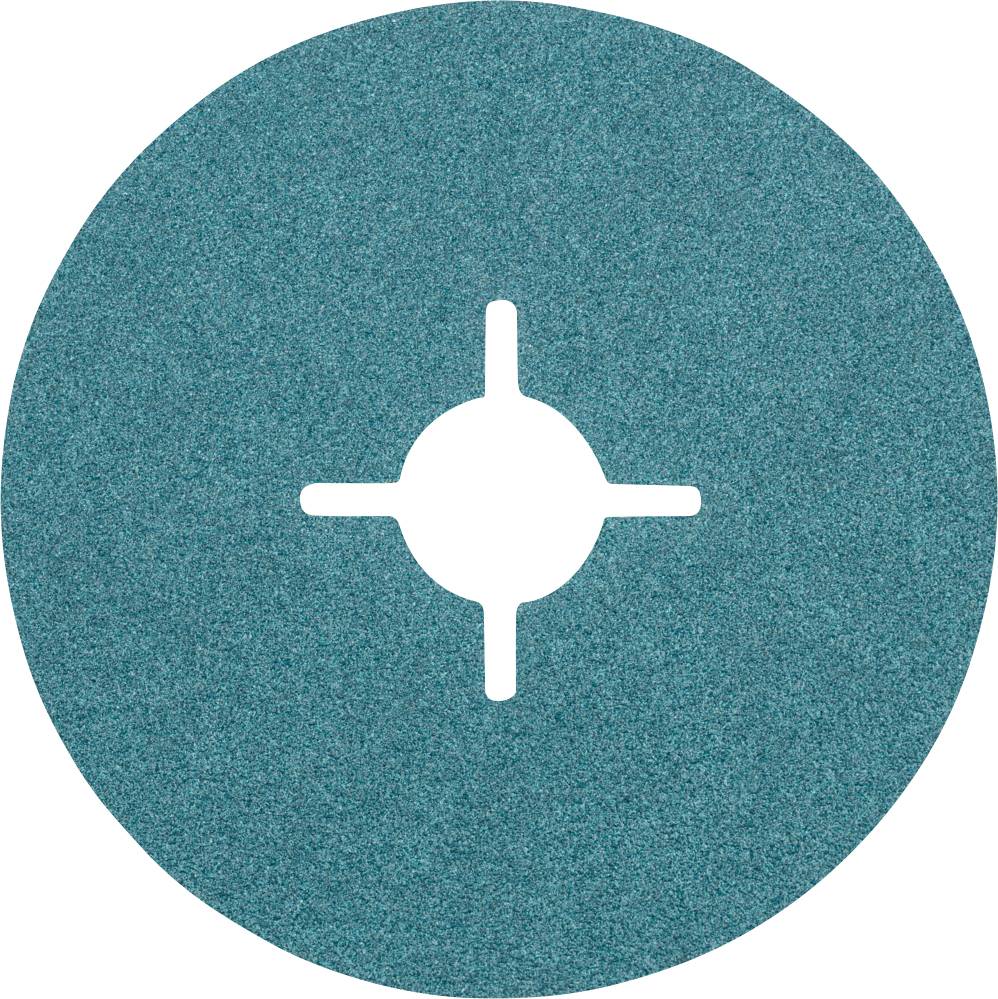 Blue sanding paper in a circular shape with a cross-shaped slot in the middle, used for sanding work on various surfaces.