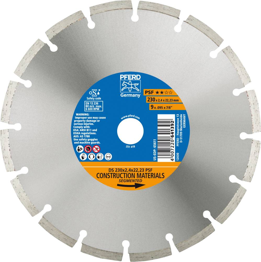 PFERD 68023223 Ds Psf Diamond cutting disc Diameter 230 mm Bore diameter 22.23 mm 1 pc(s)