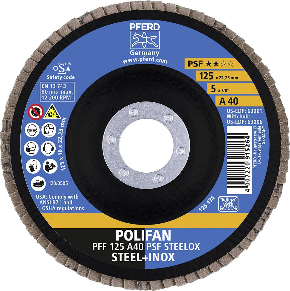 PFERD 67644125 A Psf Steelox Flap disc Diameter 125 mm Bore diameter 22.23 mm 10 pc(s)
