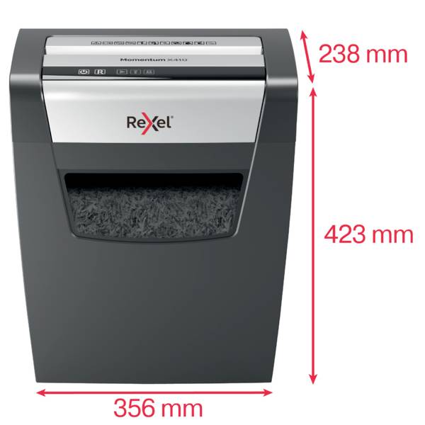 Rexel Momentum X410 Document shredder 10 sheet Micro-cut 4 x 28 mm P-4 23 l Also shreds Staples, Paper clips