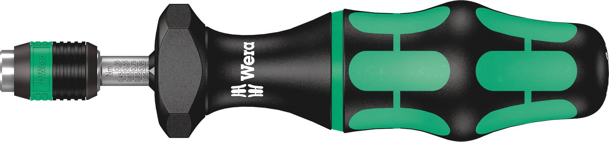 Screwdriver with ergonomic handle, black and green, with 'Wera' logo printed on it. Suitable for precise screwing.