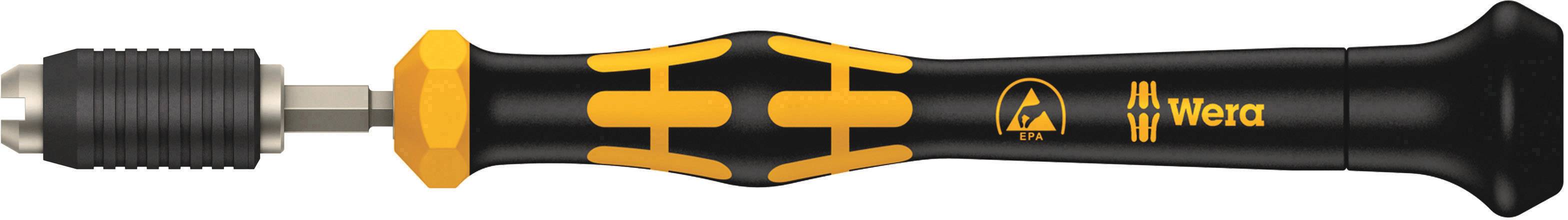 Rotatable screwdriver handle with ergonomic design, black and yellow elements, brand logo, and rubber grip.