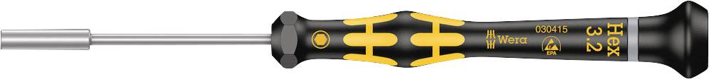 Screwdriver with a black handle, yellow accents and precision tip. Suitable for precision mechanical work.