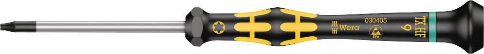 A Torx screwdriver with a black handle and yellow details, suitable for special screws with a star-shaped pattern.