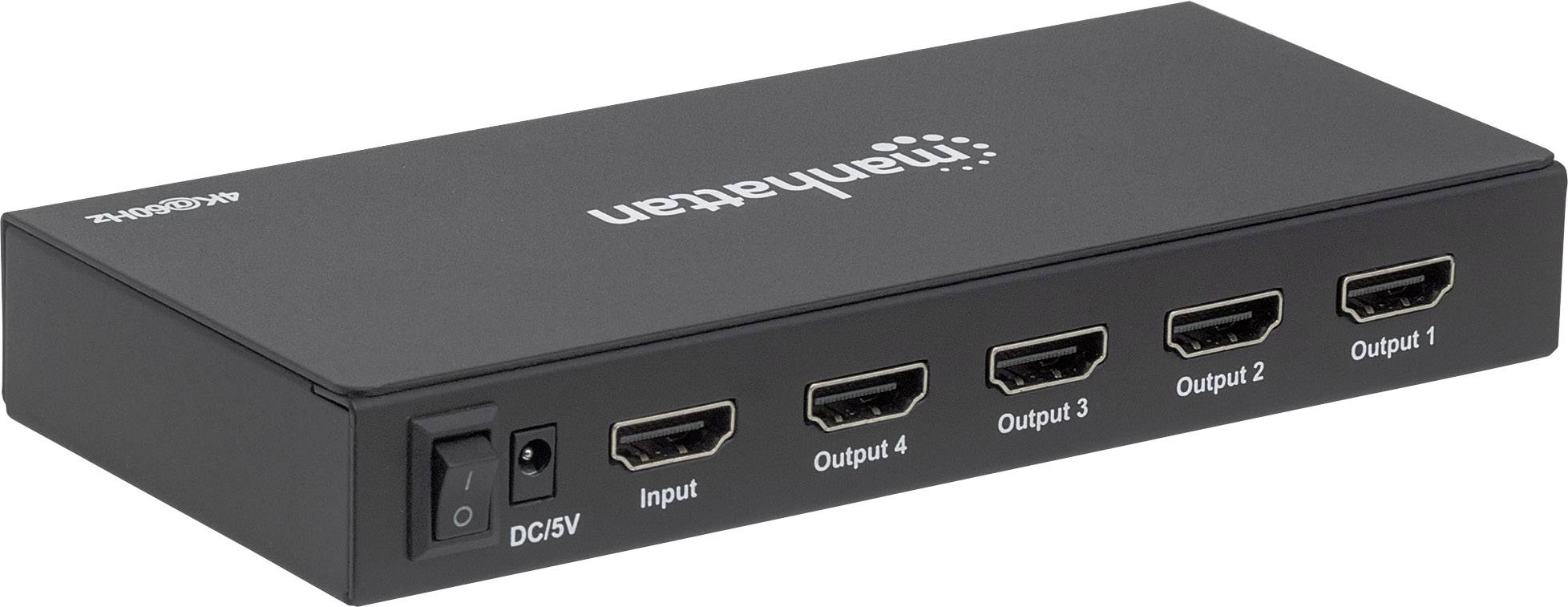 Manhattan 207805 4 ports HDMI splitter 4096 x 2160 p Black