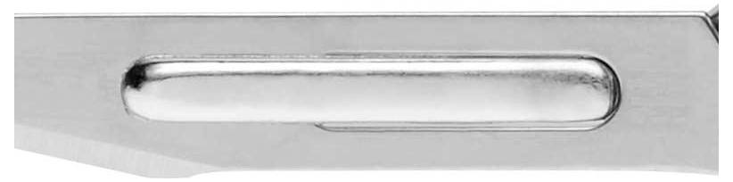 A silver metallic object with an elongated, shiny handle in the centre. Clear, modern style. Primarily decorative.