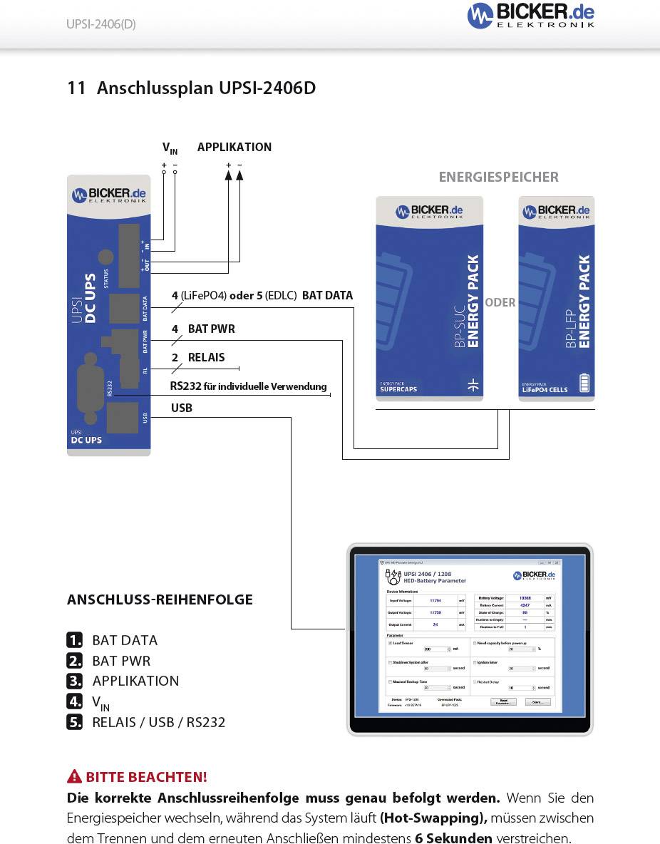 Bicker Elektronik UPSI-2406D Rail-mount UPS (DIN)