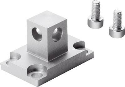 Metal mounting bracket with square block and two screws.
