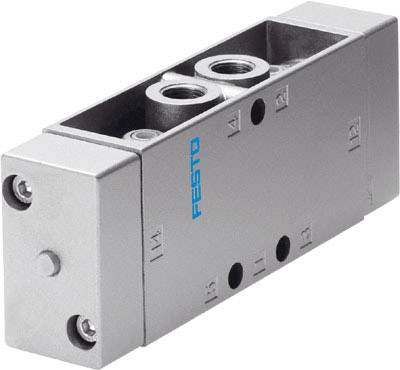 A silver pneumatic valve by Festo, used for controlling air flows in automated systems.