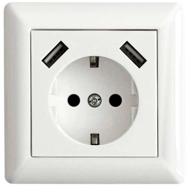 LEDmaxx 106648 1x Flush-mount socket incl. USB, Child safety White
