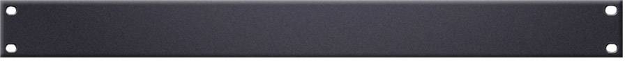 A rectangular, black metal sheet with four corners, each with a hole, presumably suitable for fastening.