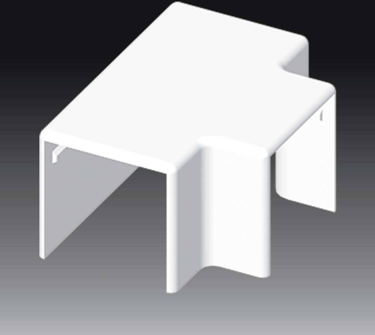 A white, right-angled plastic corner bracket against a dark background. Used for cable concealment in internal corners.