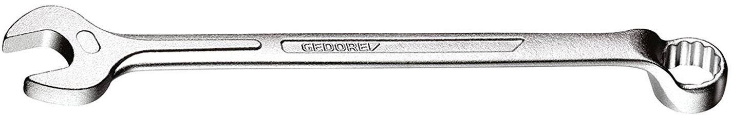 A adjustable spanner with an open jaw on one side and a ring on the other, made of metal, lies horizontally.