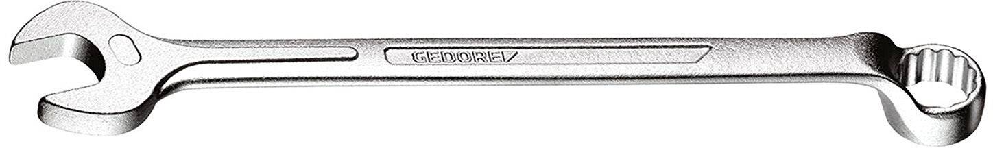 A spanner with an open-ended jaw on the left and a ring spanner on the right, suitable for various bolt sizes.