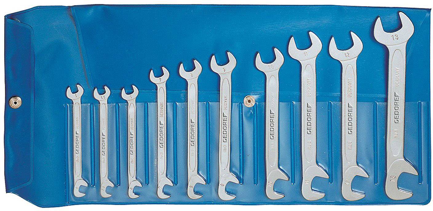 Allen keys in various sizes, neatly arranged in a blue tool bag.
