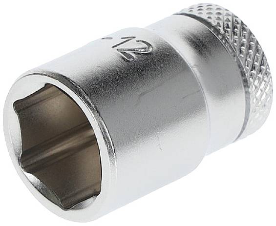 Chrome hexagonal socket, size 12, for spanners.