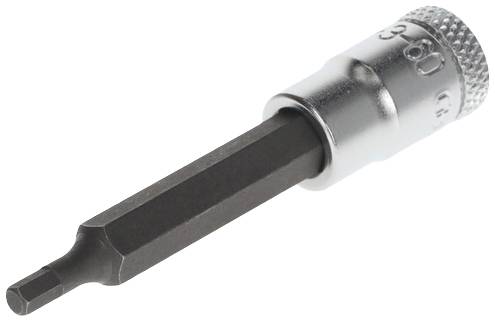 Hexagonal bit with silver metal handle, suitable for screwdrivers.