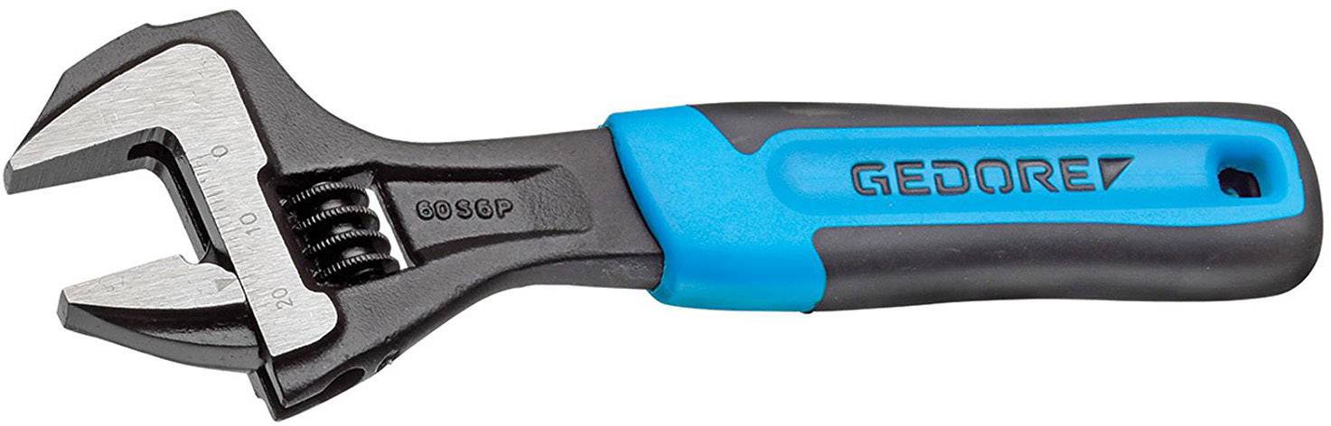 Adjustable spanner with a black handle and blue accent. 'GEDORE' brand name on the handle.