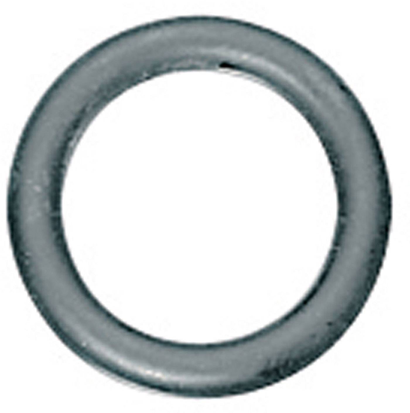 Grey metal ring against a white background.