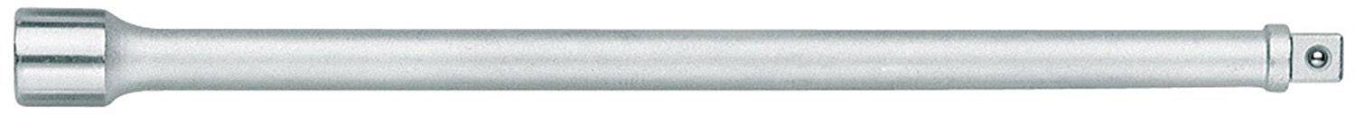 A metal socket extension bar, cylindrically shaped, used for extending tool handles.