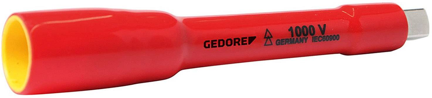 Red VDE insulated screwdriver, GEDORE brand, manufactured in Germany, with yellow protective coating on the blade.