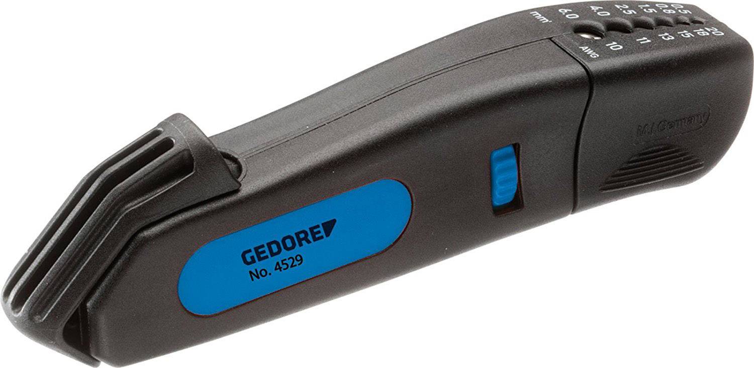 A black torque wrench by Gedore, model number 4529, with blue marking and scale for torque adjustment.