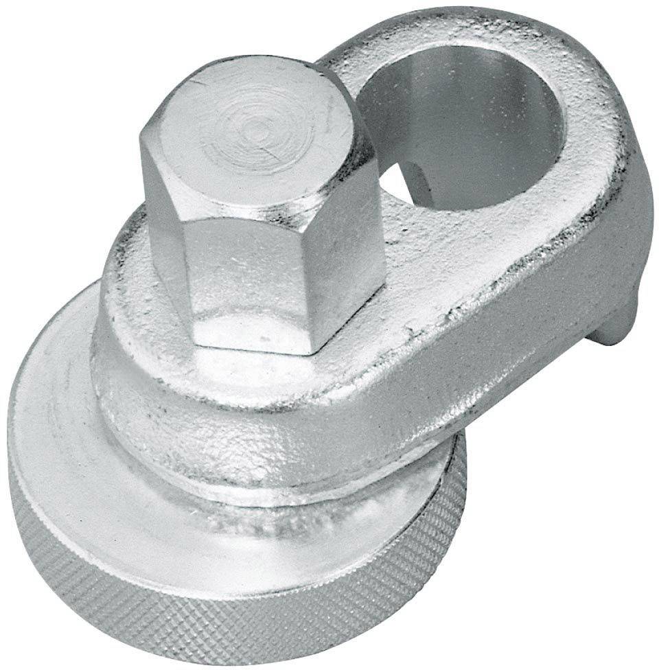 A metallic tube cutter with a hexagonal head and circular cutting surface, suitable for cutting pipes or hoses.
