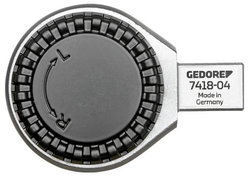 'GEDORE 7418-04' ratchet wrench head with direction switch and 'Made in Germany' text, designed for mechanical use.