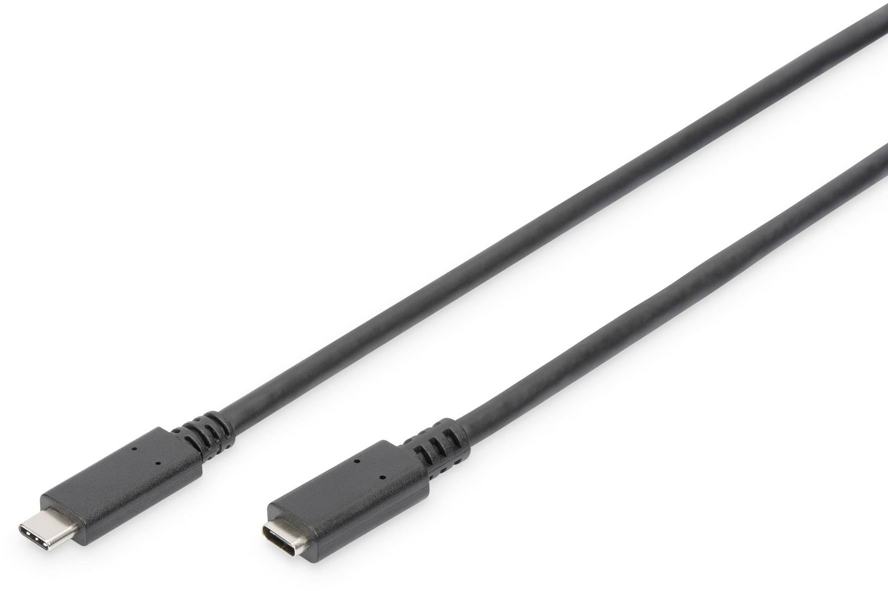 Black USB-C cable with two connectors at the ends, suitable for data transfer and charging devices.