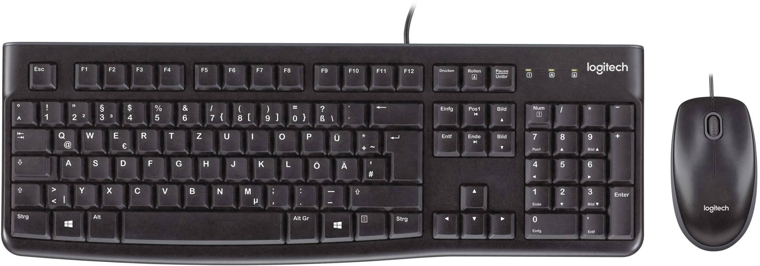 Logitech MK120 USB Keyboard and mouse set Splashproof English (US), QWERTY Black