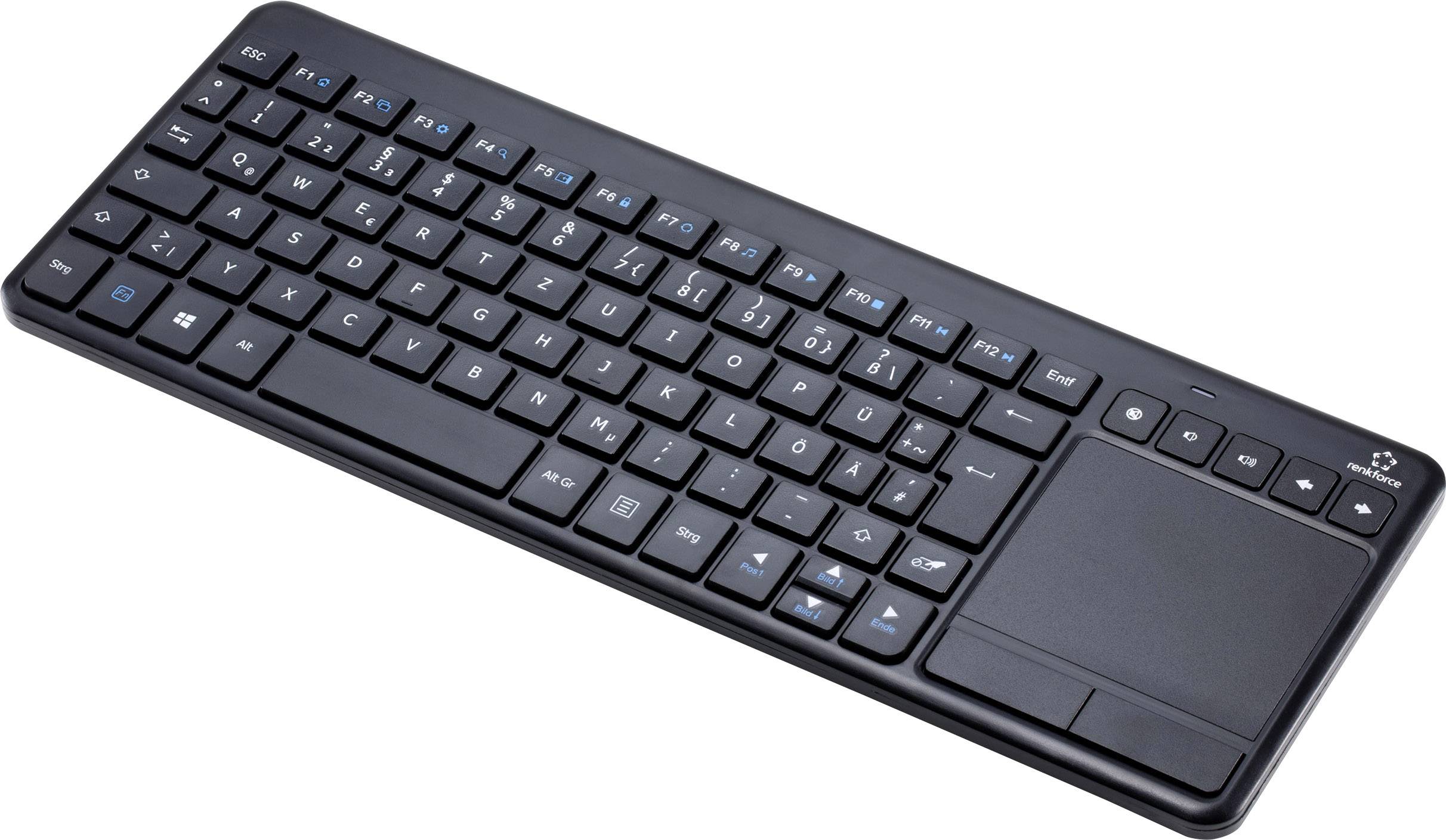 Renkforce MT-1006 Radio Keyboard, Touchpad German, QWERTZ Black Built-in touchpad, Mouse buttons, Multimedia buttons