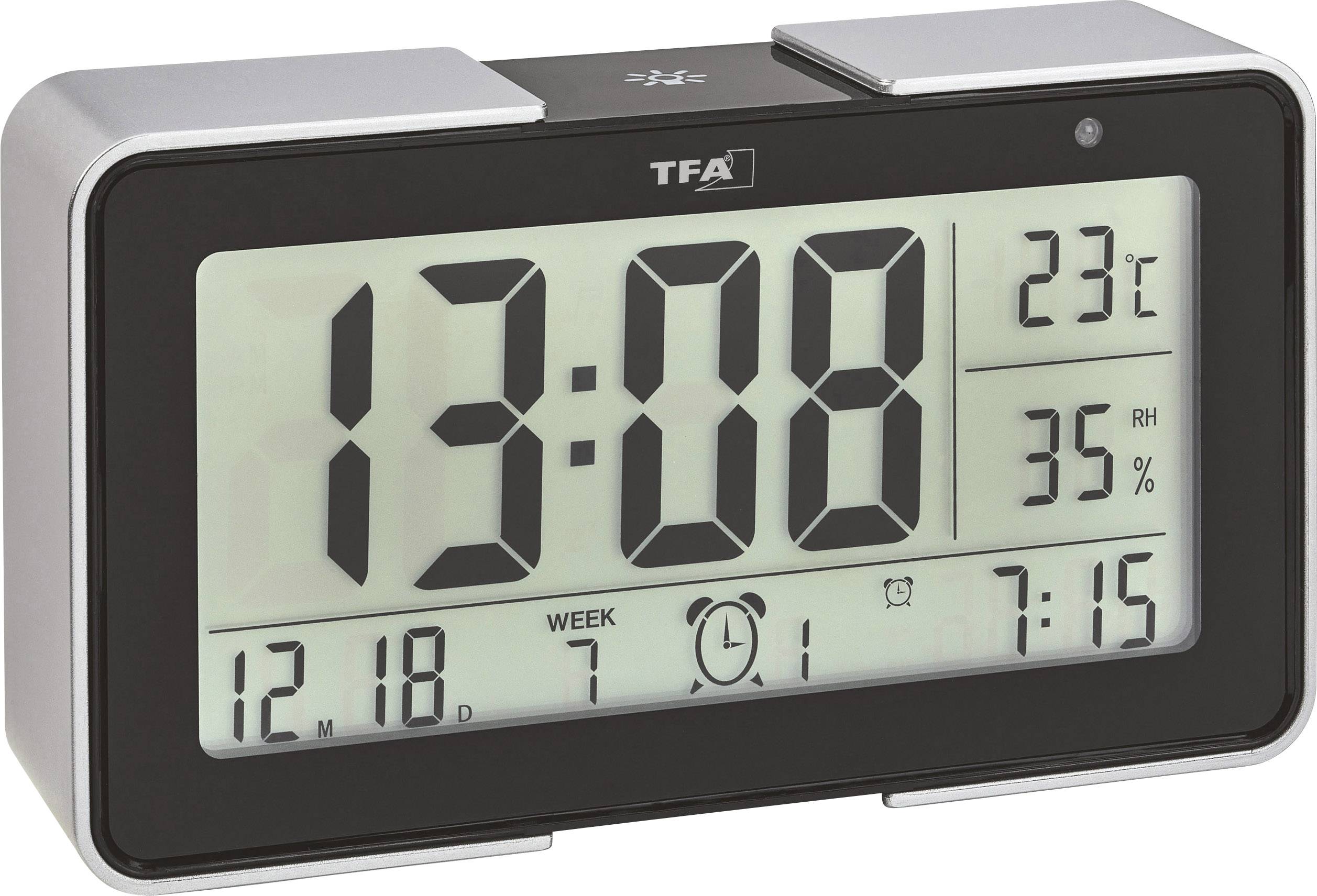 TFA Dostmann 60.2540.01 Radio Alarm clock Black, Silver Alarm times 3