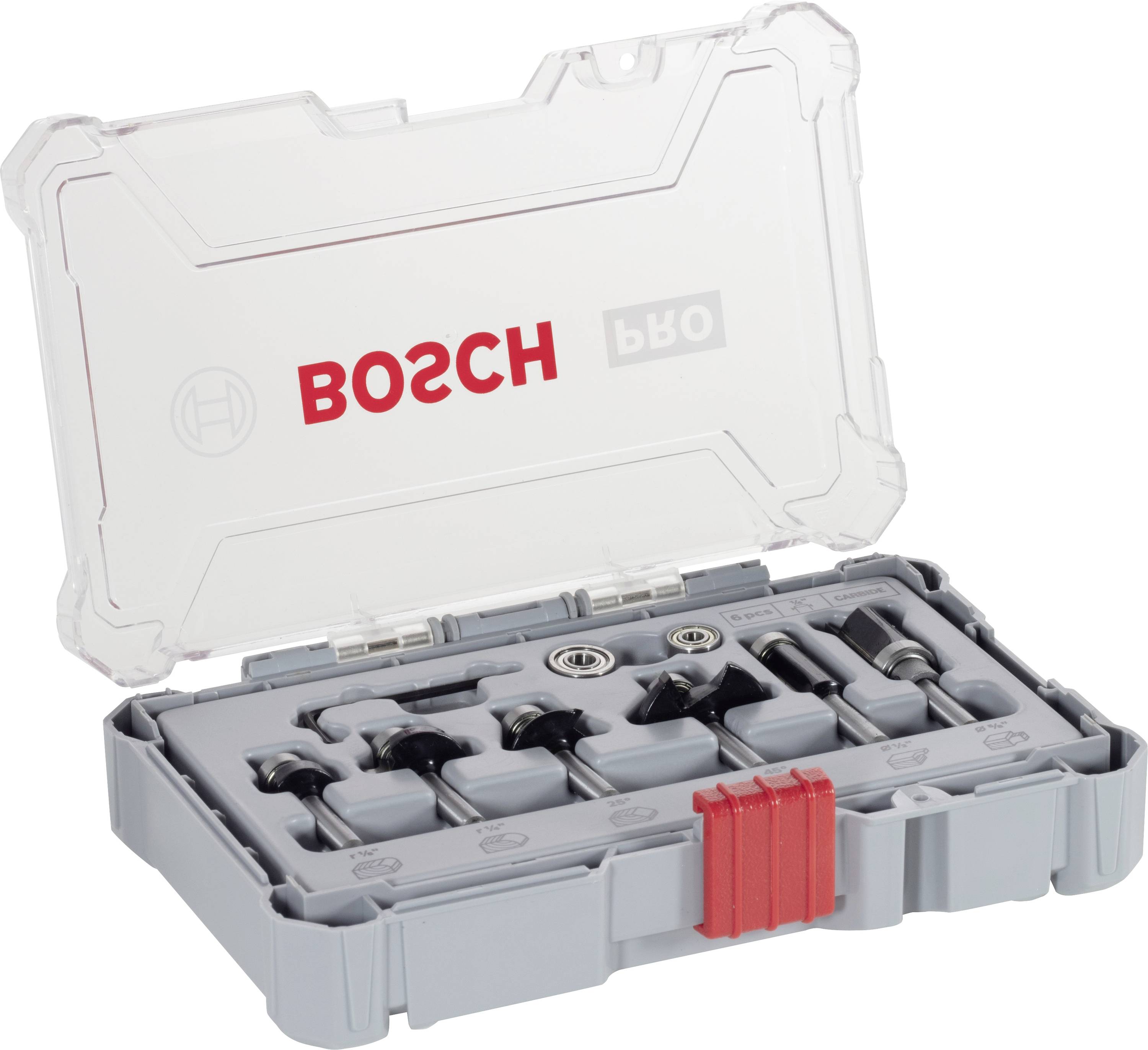 Edge and edge trimmer set, 1/4 inch shank, 6-piece Bosch Accessories 2607017470