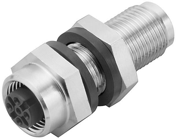 A cylindrical metal plug with a six-pole connection and screw thread, surrounded by two hexagonal nuts and a dark seal.