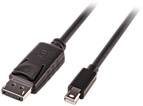 A DisplayPort to Mini DisplayPort cable, black, with a larger plug on the left and a smaller plug on the right.
