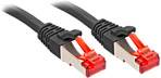 Two black Ethernet cables with red connectors side by side.
