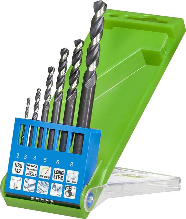 kwb 258806 HSS Metal twist drill bit set 6-piece 2 mm, 3 mm, 4 mm, 5 mm, 6 mm, 8 mm M2 DIN 338 Cylinder shank 1 pc(s)