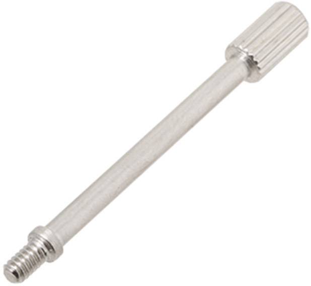 A long silver screw with a knurled handle, suitable for fixing technical components or as an adjustment tool.